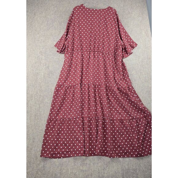 Kelummmi Polka Dot Maxi Dress Red Size US 26 Polyester Flowy Casual New W/Tags - Picture 2 of 9